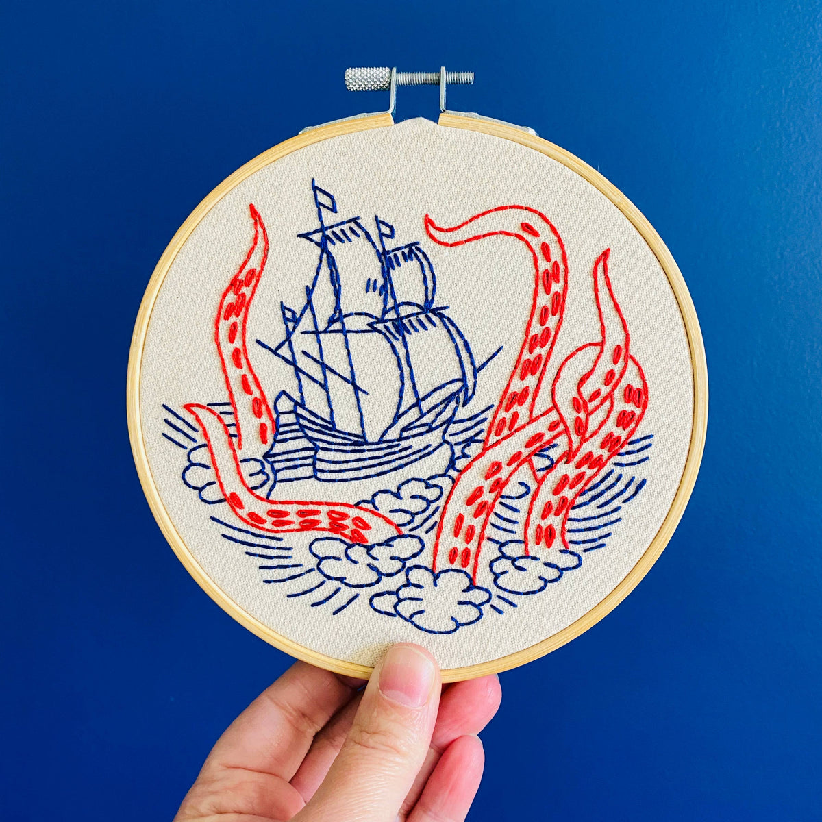 Hook, Line &amp; Tinker Embroidery Kits Inc - Release the Kraken Embroidery Kit